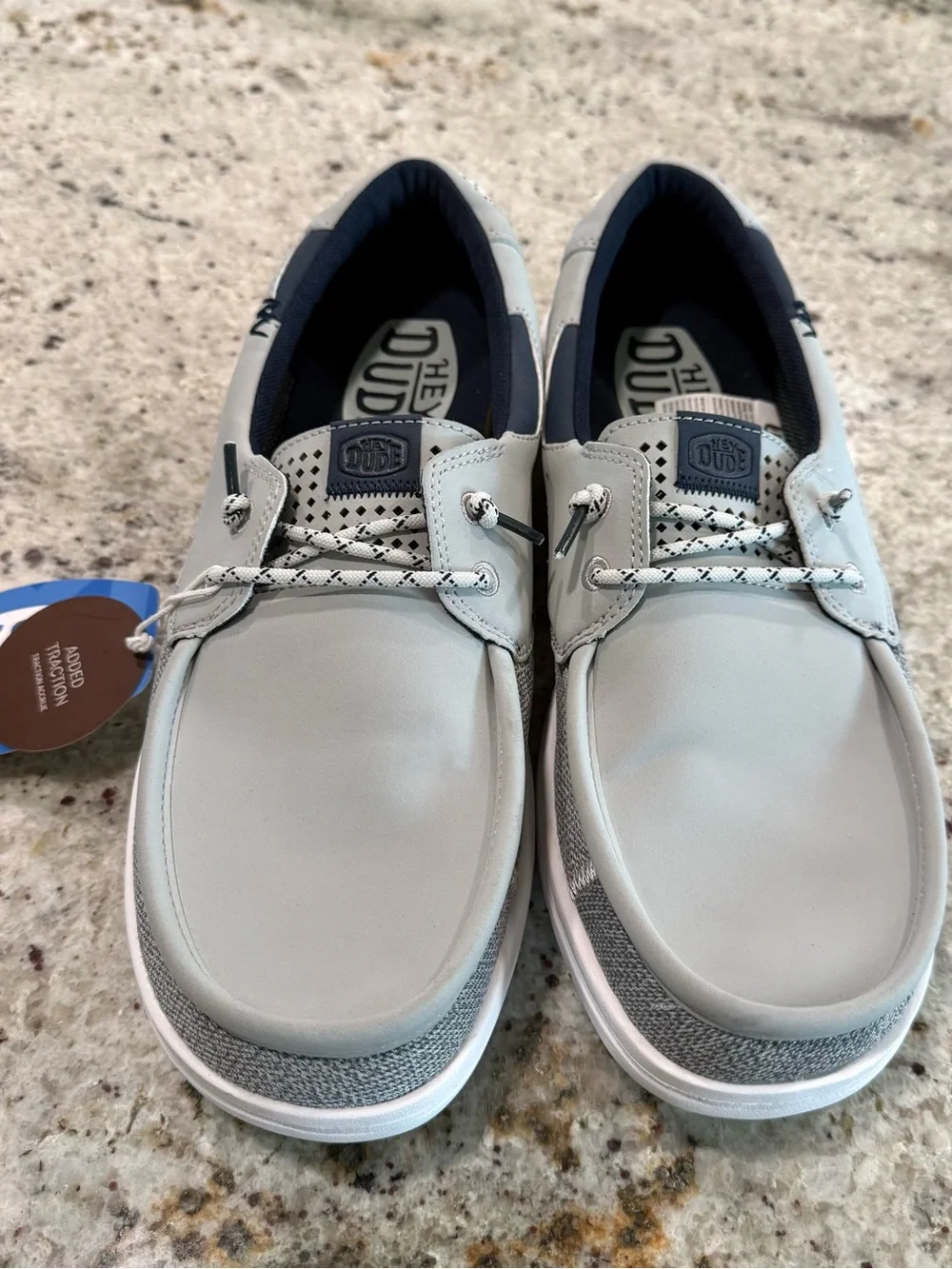 HEYDUDE Welsh Grip Classic Mesh Men's Boat Shoe - Grey/Navy